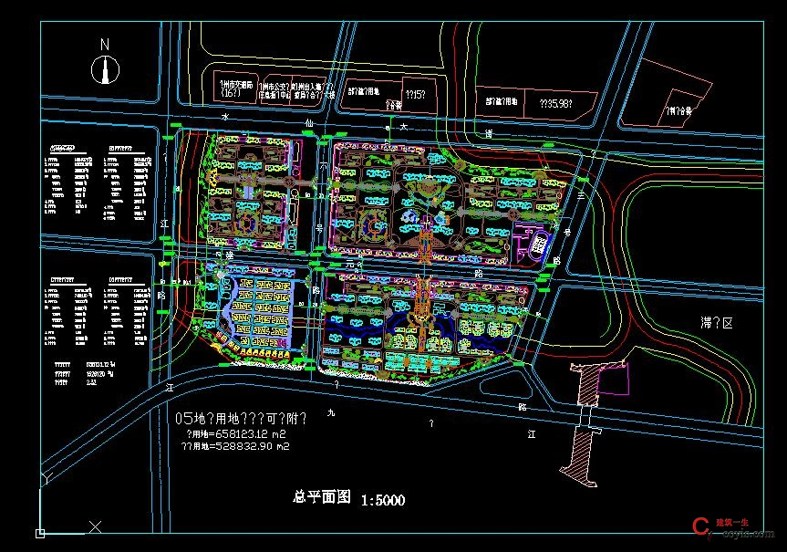 小区总平面图cad图纸中文字显示成问号“？”