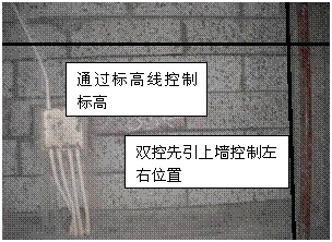 将建筑控制线翻到砌体墙上，利用建筑1m线对水电预埋进行精确定位