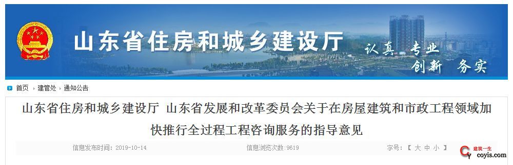 政府投资和国有资金投资的项目原则上实行全过程工程咨询服务，山东省发文明确！ 